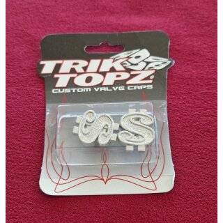 Trik Topz Ventilkappen "Dollarzeichen", für Autoventil, made in USA, 2er Set, chrom, NEU