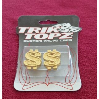 Trik Topz Ventilkappen "Dollarzeichen", für Autoventil, made in USA, 2er Set, gold, NEU
