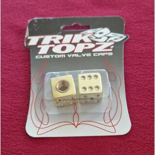 Trik Topz Ventilkappen "Würfel", für Autoventil, made in USA, 2er Set, gold, NEU