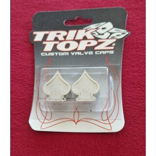 Trik Topz Ventilkappen "Pik" für Autoventil, made in USA, 2er Set, Chrom, NEU