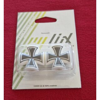 liix Ventilkappen "Iron Cross", für Autoventil, 2er Set, schwarz/weiss, NEU