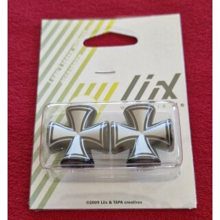 liix Ventilkappen "Iron Cross", für Autoventil, 2er Set, schwarz/silber, NEU