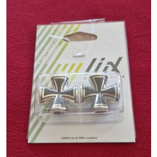 liix Ventilkappen "Iron Cross", für Autoventil, 2er Set, schwarz/chrom, NEU