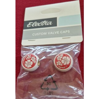 Electra Ventilkappen, für Autoventil, 2er Set, weiss/rot, NEU