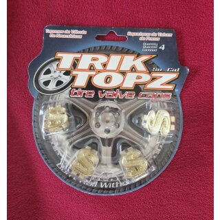 Trik Topz Ventilkappen "Dollarzeichen", für Autoventil, made in USA, 4er Set, gold, NEU