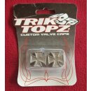 Trik Topz Ventilkappen "Iron Cross", für Autoventil, made in USA, 2er Set, chrom, NEU
