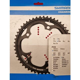 Shimano 105 50-D Rennrad Kettenblatt, 5-Arm, 130mm Lochkreis, 50 Zähne, 10-fach, schwarz, NEU