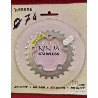 Sakae Ninja Roundtech Stahl Kettenblatt, 26 Zähne, 74mm Lochkreis, silber, NEU