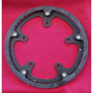 Alu Kettenblatt mit Alu-Schutzring, 130mm Lochkreis, 52 Zähne, schwarz, NEU