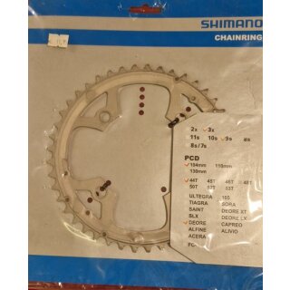 Shimano Deore FC-M510 Kettenblatt, 3x9-fach, 104mm Lochkreis, 44 Zähne, silber, NEU