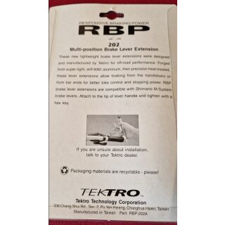 RBP Tektro Bremshebel-Verlängerung, Alu, silber, NEU, OVP