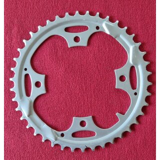 Stahl Kettenblatt, 42 Zähne, 104mm Lochkreis, 8mm Bohrlöcher, silber, NEU