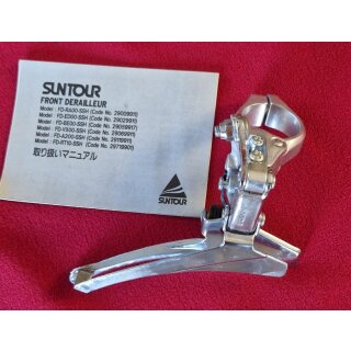 Suntour Rennrad Umwerfer, 2-fach, 28,6mm, down-pull, silber, NEU