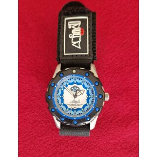 Animal Competition Series Surferuhr / Extremsport-Uhr, drehbare Lünette, Wasserdicht, Klettband, Japan-Uhrwerk, blau, gebraucht