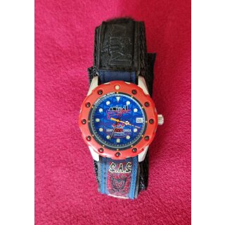 Animal Competition Series Surferuhr / Extremsport-Uhr, drehbare Lünette, Wasserdicht, Klettband, Japan-Uhrwerk, rot/blau, gebraucht