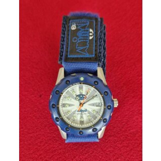 Animal Competition Series Surferuhr / Extremsport-Uhr, drehbare Lünette, Wasserdicht, Klettband, Japan-Uhrwerk, blau, gebraucht