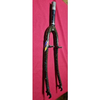 Fuji Spinner MTB CrMo-Gabel, 1" Gewindeschaft, 128mm, schwarz/bunt-gesprenkelt, NEU