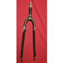 Fuji Spinner MTB CrMo-Gabel, 1" Gewindeschaft, 128mm, schwarz/bunt-gesprenkelt, NEU