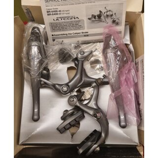 Shimano 600 BR-6400 und BL-6400 Rennrad Bremsen-Set, vorne+hinten+Hebel, grau, NEU, OVP