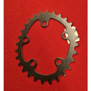 Sakae 350 Kettenblatt, oval, 74mm Standard-Lochkreis, 28 Zähne, Alu, schwarz, NEU