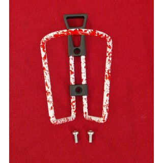 Alu Flaschenhalter, rot/weiss, gesprenkelt, NEU