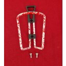 Alu Flaschenhalter, rot/weiss, gesprenkelt, NEU