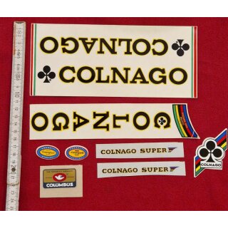 Colnago Super Aufkleber, Rahmendekor, z.B. für Steuerrohr, Unterrohr, Columbus Rohrsatz, Konvolut, NEU