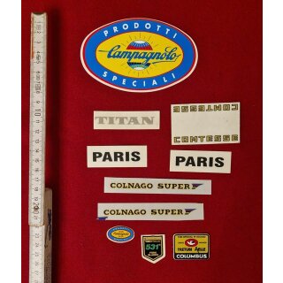Rennrad Aufkleber, Konvolut, u.a. Campagnolo, Colnago, Columbus, NEU