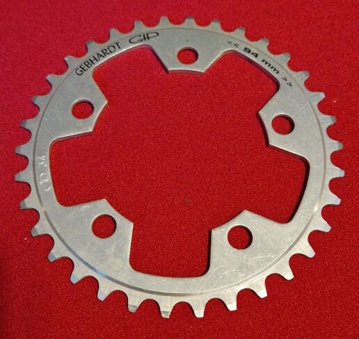 Gebhardt Alu Kettenblatt, 94mm Compact Lochkreis, 34 Zähne, silber, NEU