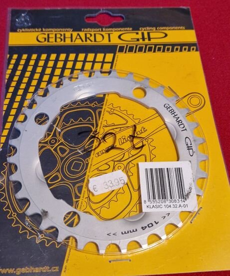 Gebhardt Alu Kettenblatt, 104mm Lochkreis, 32 Zähne, silber, NEU