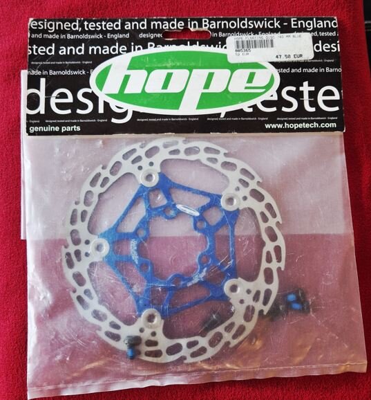 Hope Floating Disc Bremsscheibe, 140mm, silber/blau, inkl. Befestigungsschrauben, NEU