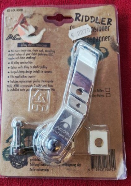 Acor Riddler Chain-Tensioner Kettenspanner, Kettenführung, Alu, silber, NEU